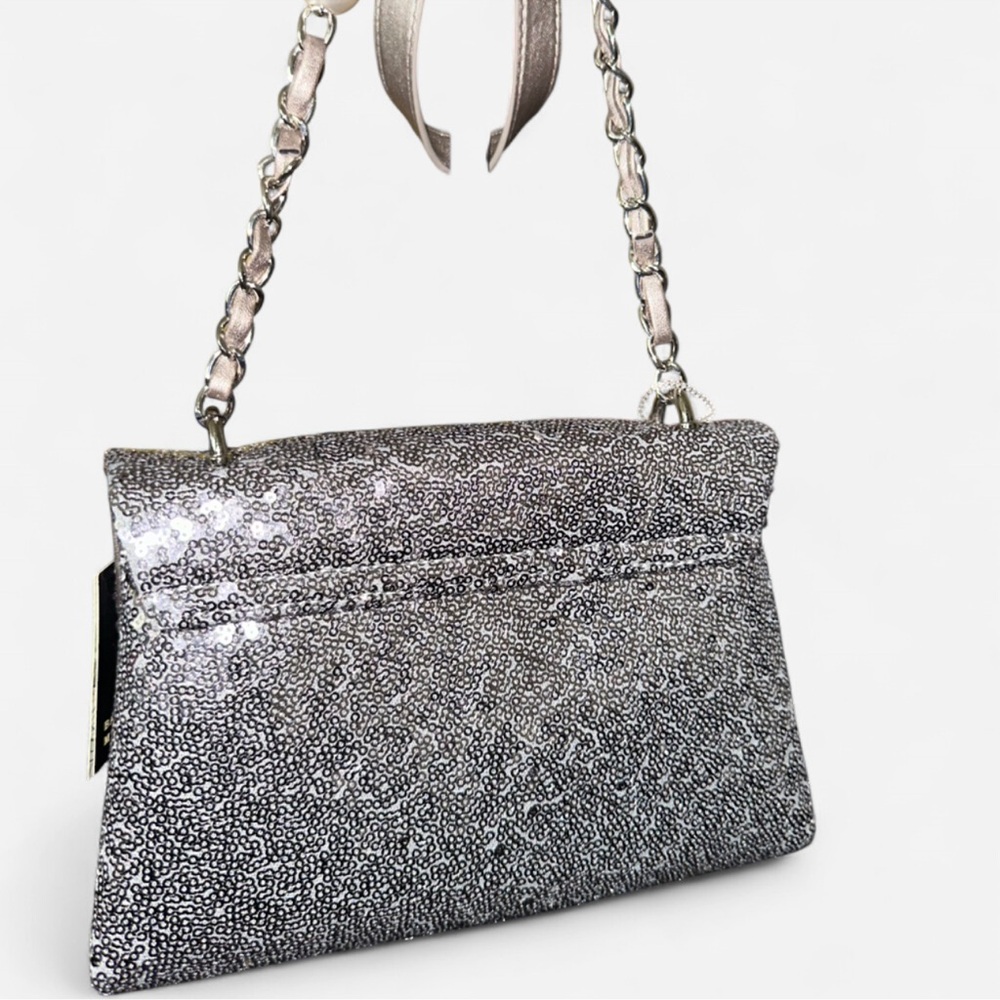 Badgley Mischka Silver Crossbody Bag with Chain Strap - Picture 2 of 5